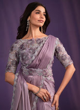 Rich Looking Weeding Wear Lavender Colour Saree
